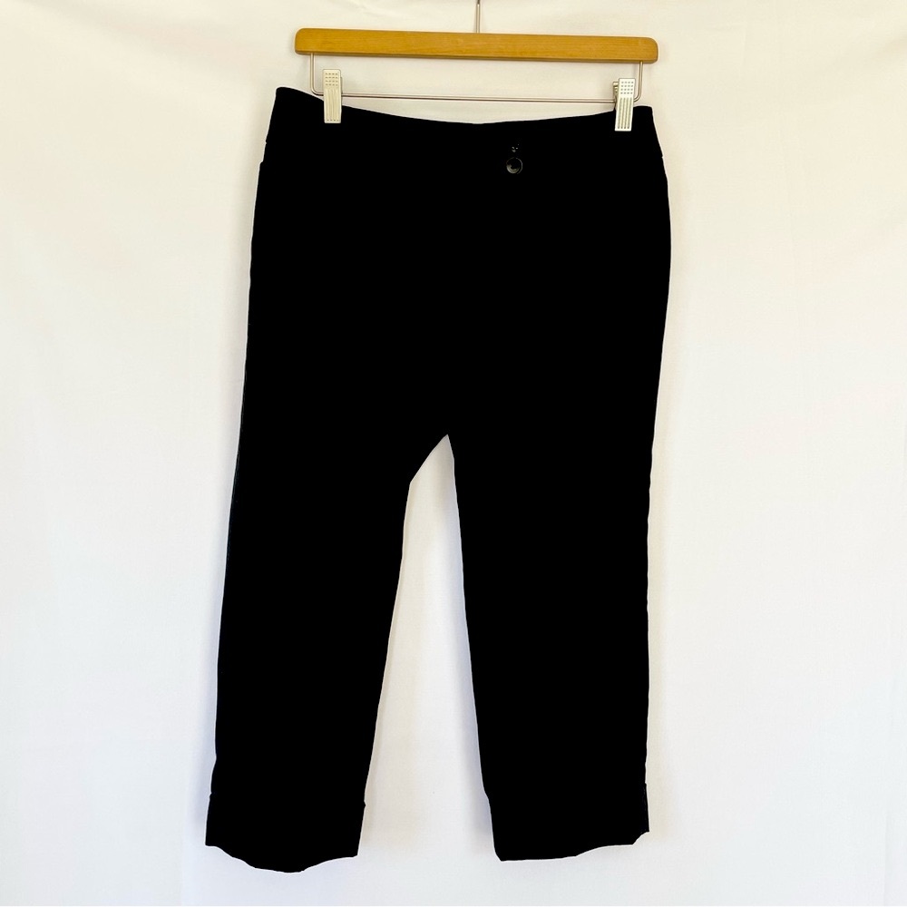 Ann Taylor Loft Black Capri Marisa Pants Size 4 Petite Cuffed Casual Sum…